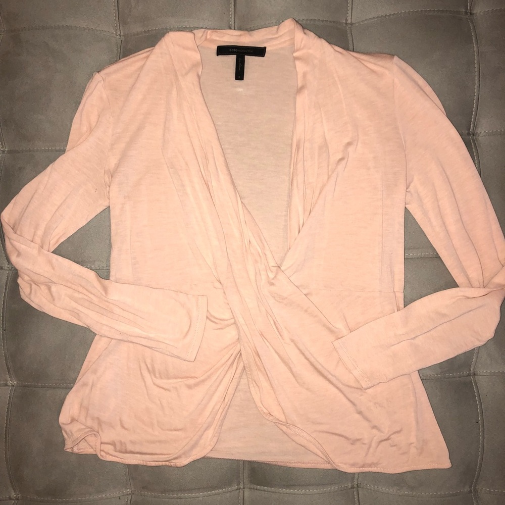 BCBG long sleeve top with plunge neck